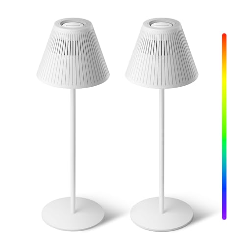 Honeywell Cordless Table Lamps Rechargeable, 2 Packs M1 Sunturalux Portable LED Desk Lamp 5200mAh 4Color 9RGB Dimmable Bedside Lamps for Restaurant/Bedroom/Bars/Party/Camping Night Light 2Pa