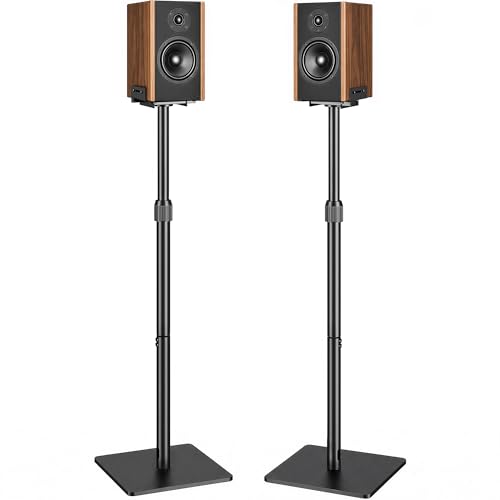 Pegzone Height-Adjustable Speaker Stands Pair Black