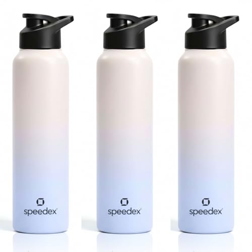 Image of Speedex Stainless Steel Water Bottle 1 Ltr, Leak Proof Sipper Cap, BIS Approved 1000 ml Metal Bottle For Daily, Office, School, Gym, Travel Use for Men, Women, Kids, Adults, Pink Blue, Set of 3