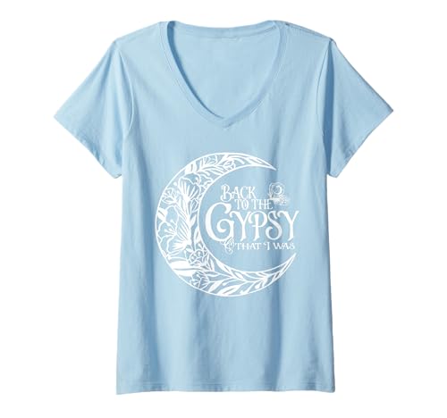 Womens Back to The Gypsy That I was Hippie Funny Classic V-Neck T-Shirt