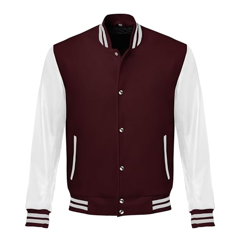 Image of Red And Black Letterman Jacket Men - Mens Black Varsity Letterman High School Baseball Bomber Jacket