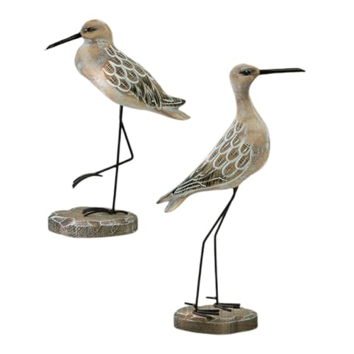IMIKEYA 2 Figuras De De Madera con Forma De Gaviota Adornos De Animales Costeros Pájaros Decoración Náutica Estatua con Patas Estantería Vintage Figura Rústica