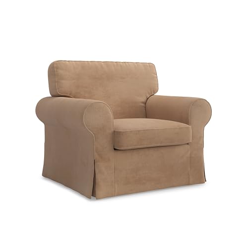 MASTERS OF COVERS Housse de fauteuil compatible avec le fauteuil IKEA Ektorp Housse de rechange faite à la main 104 x 88 x 88 cm (velours côtelé, beige)