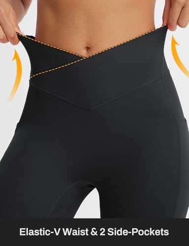 baleaf Women's Knee Length Capri Leggings with Pockets Stretch Casual Exercise Summer Yoga Workout Pants4