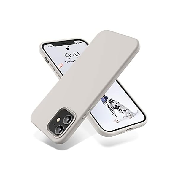 OTOFLY Soft Silicone Designed for iPhone 12/12 Pro Case,[Military Grade Drop Protection] [Anti-Scratch Microfiber Lining] Shockproof Protective Phone Case Slim Thin Cover 6.1 inch,Stone