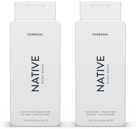 Native Body Wash Natural Body Wash for Women, Men | Sulfate Free, Paraben Free, Dye Free, with Naturally Derived Clean Ingredients Leaving Skin Soft and Hydrating, Charcoal 18 oz - 2 Pk