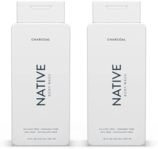 Native Body Wash Natural Body Wash for Women, Men | Sulfate Free, Paraben Free, Dye Free, with Naturally Derived Clean Ingredients Leaving Skin Soft and Hydrating, Charcoal 18 oz - 2 Pk