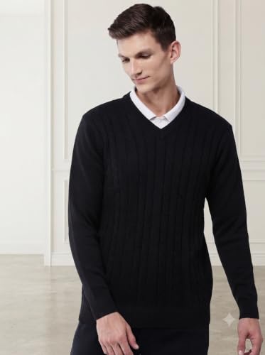 Image of Pivl Men's V Neck Winter Solid Sweater - Warmth and Style for The Season