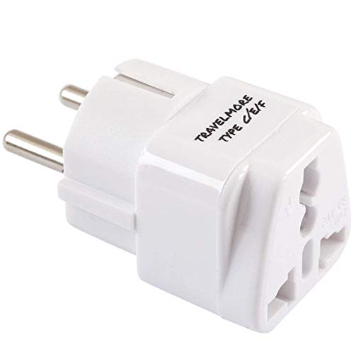 2 Pack European Travel Adapter Plug for European Outlets - Type C, Type E, Type F - Europe Plug Adapter Works in France, Spain, Italy, Germany, Netherlands, Belgium, Poland, Russia & More