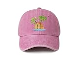 Hepandy Palm Tree Hat for Girls, Embroidered Pink Baseball Cap, Gift for Child Kids, Embroidery Adjustable Snapback Hat