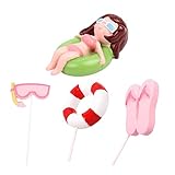 HAKIDZEL ビーチケーキデコレーション ビーチパーティーセット テーマデコレーション用ケーキ挿入カード4点セット