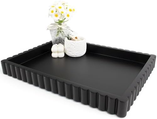 YMXYJM-Scalloped Coffee Table Tray，Ottoman Tray for Modern Home D...