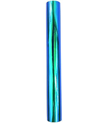 Rollo de vinilo holográfico brillante para manualidades, adhesivo de vinilo permanente, para silueta, camafeo, manualidades, cortador, carteles, trazadores, botellas, tazas, 12 x 60 pulgadas (azul) Cover