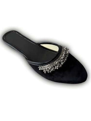 Image of Velvet Casual Comfortable Trending Black Jutti For Women
