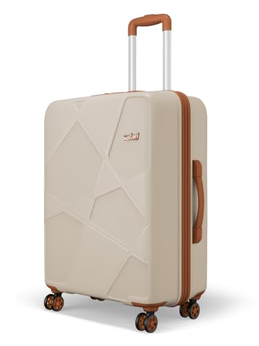 Safari Pentagon Pro 8 Wheels 66cm Medium Size Trolley Bag, Hard Case Polypropylene, 360º Wheeling Check in Luggage, Suitcase for Travel, Trolley Bags for Travel, Luxury Beige