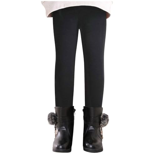 Girls Fleece Lined Pants Winter Warm Leggings Stretch Thick Thermal Tights School Uniform Pants 2-11 Years