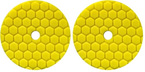 Image of Chemical Guys BUFX111HEX6 Hex-Logic Quantum Heavy Cutting Pad, Yellow (6.5 Inch Pad made for 6 Inch backing plates) (Pack of 2)