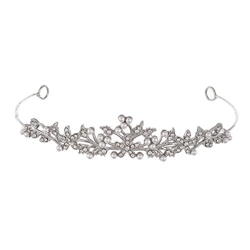 AQUASTREET Party/Bridal Floral Designed White Pearls And Crystals embellished Tiara Head Accessory Alloy For Women And Girls|Valentine gift for Girlfriend, Wife | Gift for Women (B0C9K2T1V2) Amazon Price History, Amazon Price Tracker