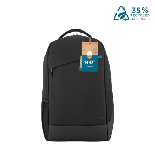 Mobilis Plecak na laptopa 14-17" PC 15,6", wykonany z materiałów pochodzących z recyklingu z certyfikatem GRS, wodoodporny materiał, wzmocnione dno, ergonomiczne ramiączka, duża pojemność ładowania,