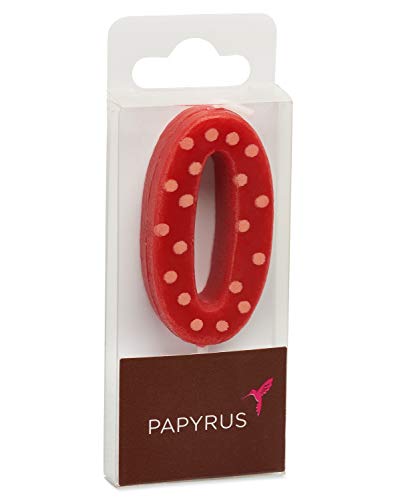 Image of Papyrus Number 0 Birthday Candle, Red Polka Dots (1-Count)