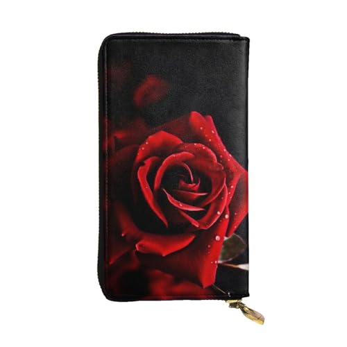 Red Rose Womens Long Wallet Purse,Pu Leather Clutch Bag With Zip Card Holder Case Credit Coin Wallets