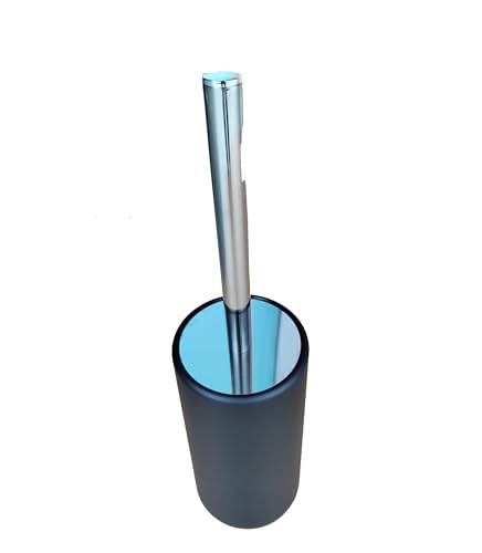 Image of Floor Standing Toilet Brush and Holder Set Stainless Steel Toilet Bowl Brush Handle and TPE Brush Head Modern Compact Storage Organizer Scrubber for Toilet (Black)