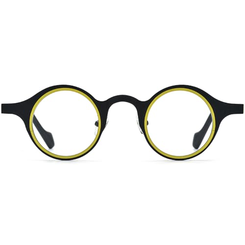 Image of FONEX Colorful Pure Titanium Glasses Frame Women Retro Round Eyeglasses