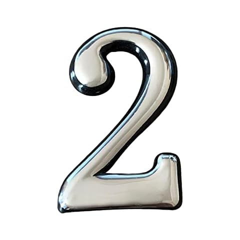 Nutfield Hardware Stick On Chrome Front Door Number Letter 50mm/2" Inch - Suitable For Wooden, uPVC, and Composite House/Garage Doors (Number 2) Cover