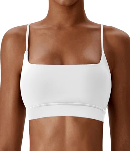 Image of Comper Sports Bra for Women Wirefree Racerback Workout Bras Sexy Thin Straps Yoga Sport Bras with Removable Pads