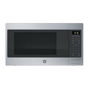 GE Countertop Microwave Oven, 1,150-watt Capacity, 1.6 Cubic Ft., 8 Auto Setting Cooking Settings, Child-Lock Technology, Kitchen Essentials for the Countertop, Dorm Room or Apartment, Stainless Steel