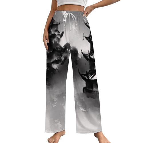 Bas de pyjama femme Tour à l'encre vêtement de nuit fluide à poches taille S