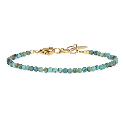 COAI Pulsera para Mujer de Cuentas de Turquesa Africana, Pulsera de Cristales para Mujer