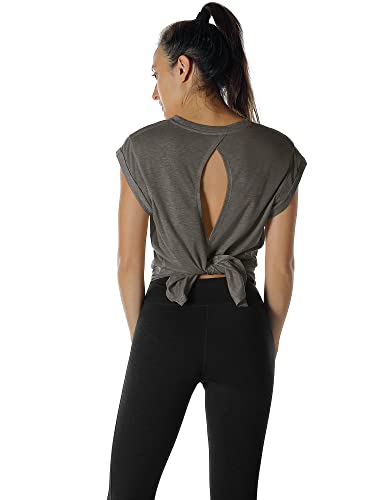 Image of icyzone Open Back Workout Tops for Women - Athletic Activewear T-Shirts Exercise Yoga Shirts(Pack of 2)