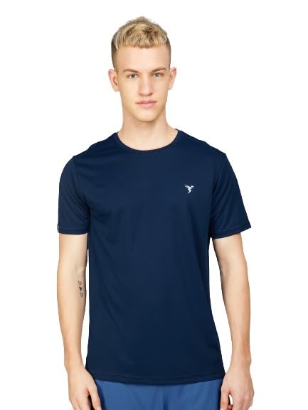 Image of TECHNOSPORT Men's Slim Fit Polyester Activewear Sports T-Shirt with Moisture-Wicking Comfort for Workout, Running & Gym