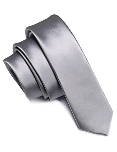 JEMYGINS Corbata Estrecha Para Hombre Unicolor 5cm Plata