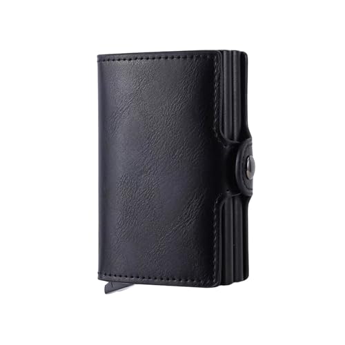 Bosmsaslad Carteras para Hombre, Cartera para Hombre Slim con Bloqueo RFID, Cierre Magnético Automática Pop Up Cartera mit 10 Ranuras Tarjetas,Tarjetero Hombre Crédito, Cartera Piel Pequeño, Negro