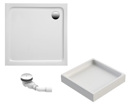 Schulte Duschwanne Adria aus hochwertigem Sanitäracryl, 90x90 cm inkl. Wannenträger, Ab- und Überlaufschutz, Pflegeleicht und alterungsbeständig, Größe wählbar