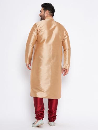 Image of Vastramay Plus Men's White Silk Blend Kurta Pyjama Set VPLUSMKWH001nPBL 44 | Independence Day