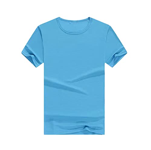 T-shirt d'été homme anti-transpiration en modal bleu clair uni 3XL