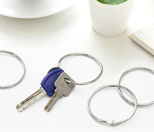 Image of AccuPrints 1 Inch(32 mm) 50 Pack Loose Leaf Binder Rings, Nickel Plated Steel Binder Rings, Keychain Key Rings, Metal Rings for Index Cards, Book Ring, Ideal for School, Home, or Office