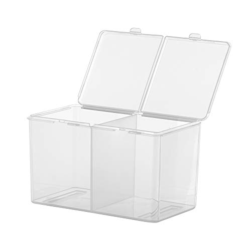 TiooDre Boîte de rangement, 2 compartiments, clair, vernis à ongles, décapant de polissage, nettoyage, coton, tampon, conteneur, organisateur, boîte de rangement