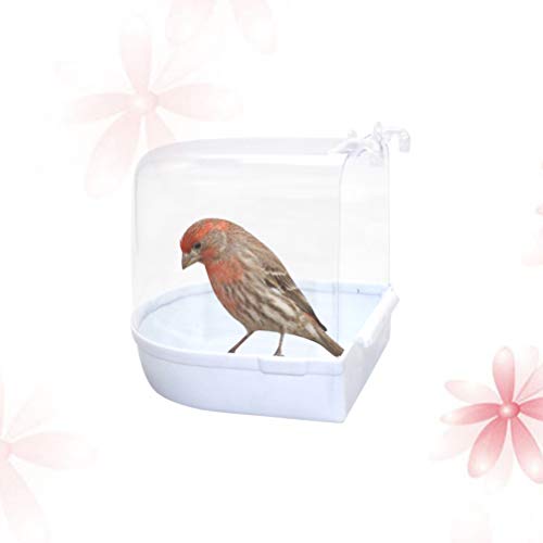 Bird Bath Cage, Multi Cage Bird Bath Covered No-Leakage Bird Bathtub with Hanging Hooks Cage Accessory for Small Bird Parrots Lovebirds Canary Portable Shower