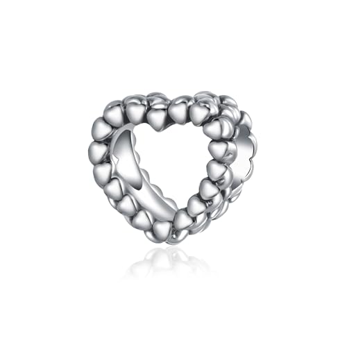 Abalorio con forma de corazón compatible con Pandora charm de cobre para pulsera