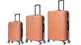CELIMS - Set Maletas Rígidas 3 Piezas | Cabina + Mediana + Grande | 55x35x25 cm + 65cm + 75cm | Juego de 3 Maletas | Coral