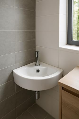 WITIT Lavabo lavandino lavello da appoggio in ceramica bianca quadrato | rotondo ovale (SF1540 - Triangolare)