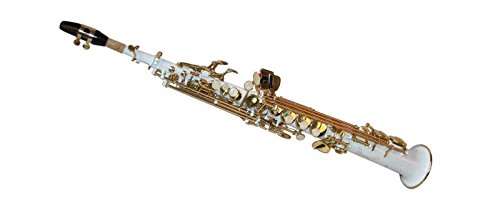Saxophone Soprano, droite, blanc/or, avec étui