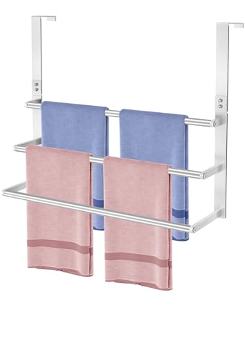 24Inch Brushed Nickel Over the Door Towel Rack, VOTZAAQ Stainless Steel Over Door Towel Holder, Door...