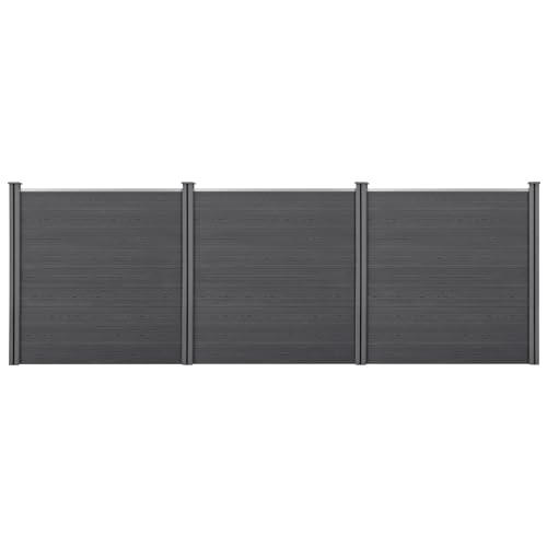 neu.holz WPC Gartenzaun mit Pfosten 183x531cm Grau Sichtschutz Windschutz Lamellenzaun Zaun
