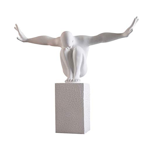 アートホームデコレーション用デスクトップ工芸 - 北欧モダン・シンプル樹脂マン壁の彫刻 (Color : White)