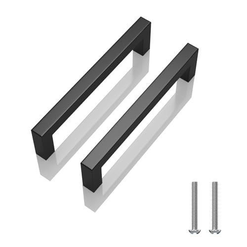 NISUOIEN 30 Pack 5 inch(128mm) Center to Center Matte Black Cabinet Pulls Stainless Steel Kitchen Cabinet Handles - Square Dresser Handles Drawer Pulls